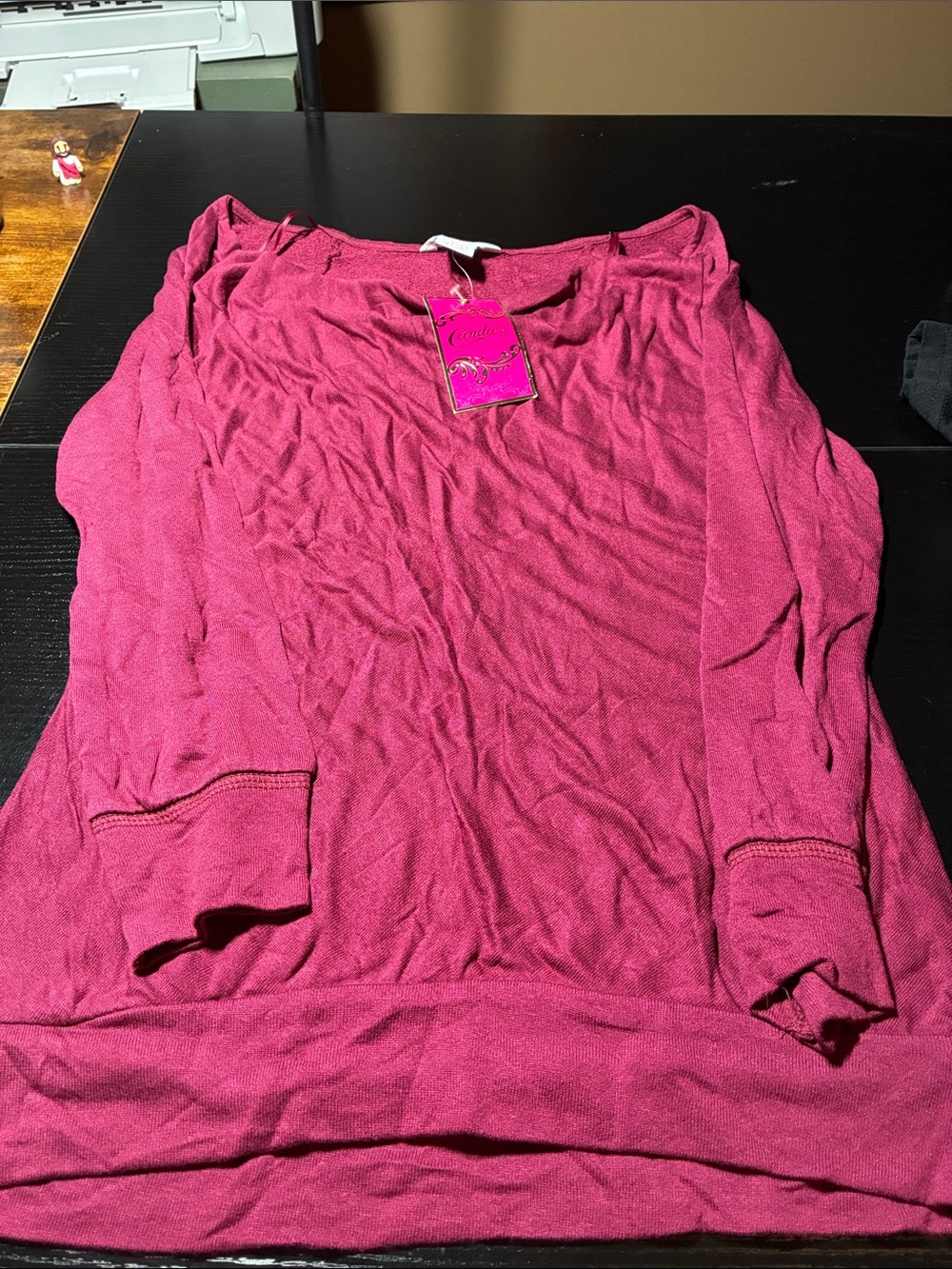 Candie's Long Sleeve Lightweight Top - Raspberry Pink